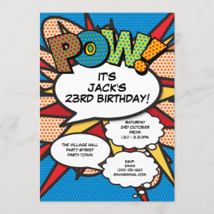 Invitation Fête d'anniversaire de bande dessinée amusante ble