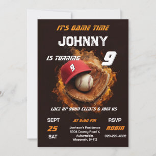Invitation Fête d'anniversaire de baseball personnalisée pour
