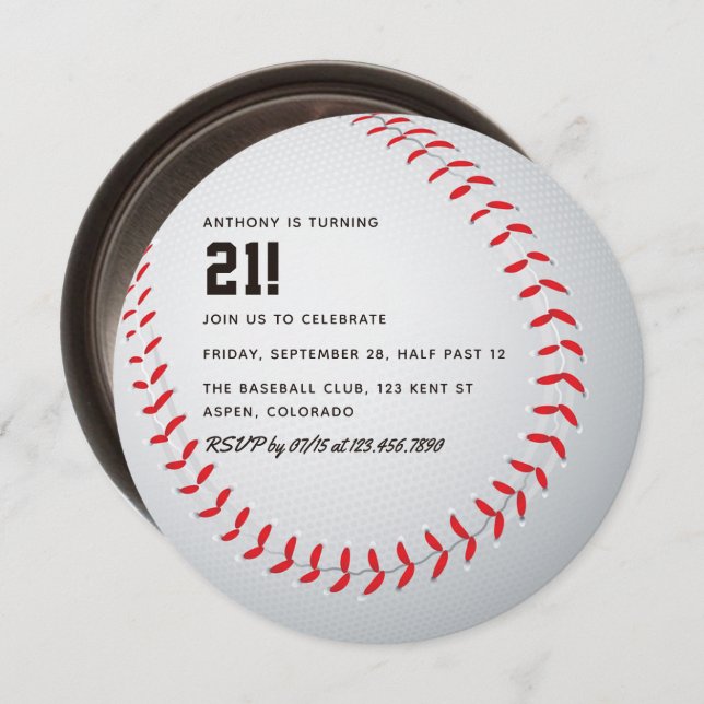 Invitation Fête d'anniversaire de baseball pour adultes (Devant / Derrière)