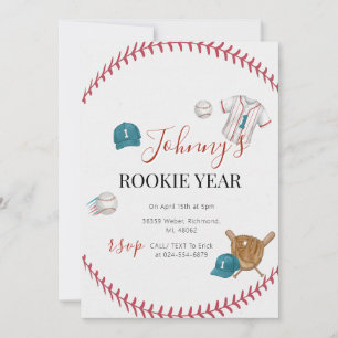 Invitation Fête d'anniversaire de baseball simple et personne