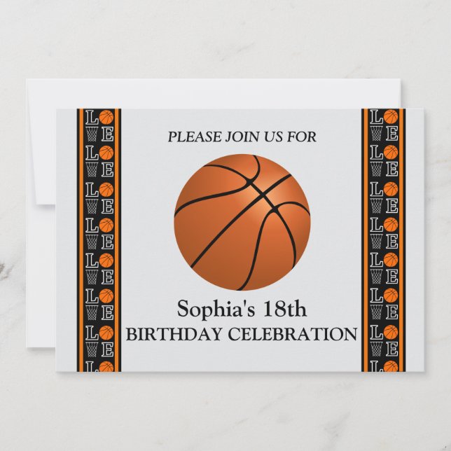 Invitation Fête d'anniversaire de basket-ball, Joueur de bask (Devant)