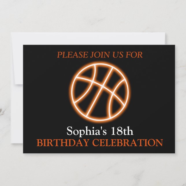 Invitation Fête d'anniversaire de basket-ball, Joueur de bask (Devant)