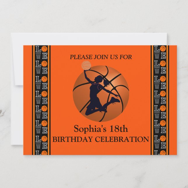 Invitation Fête d'anniversaire de basket-ball, Joueur de bask (Devant)
