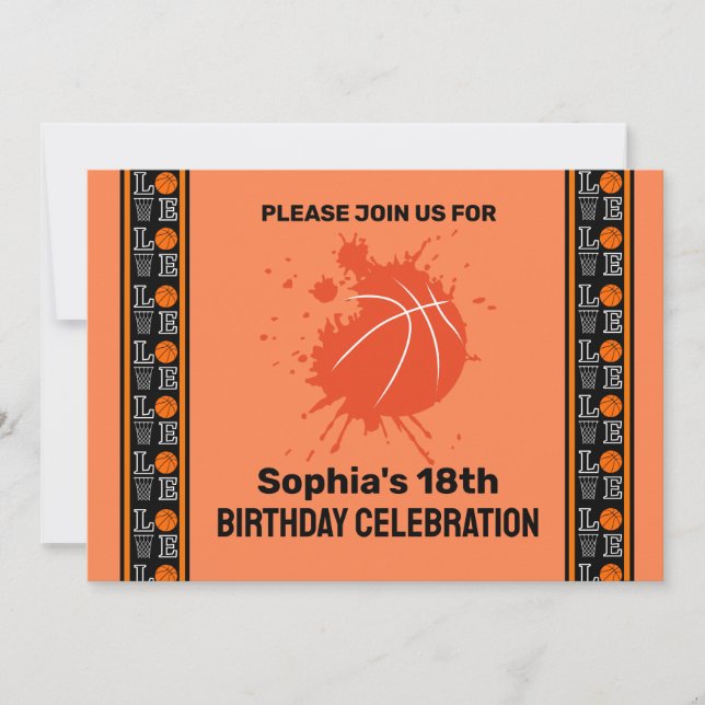 Invitation Fête d'anniversaire de basket-ball, Joueur de bask (Devant)