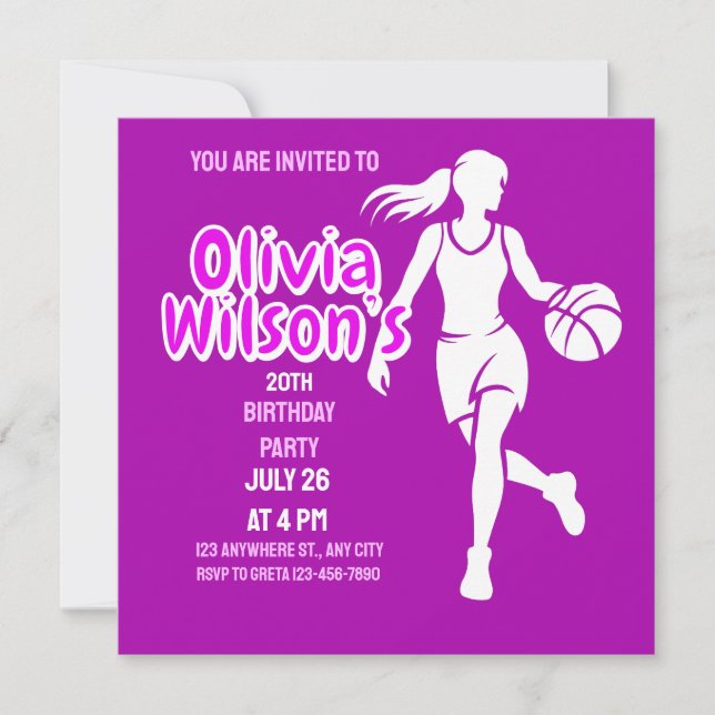 Invitation Fête d'anniversaire de basket-ball, Joueur de bask (Devant)
