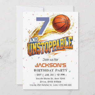 Invitation Fête d'anniversaire de basketball 7 et Inarrêtable