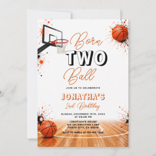 Invitation Fête d'anniversaire de basketball garçon né deux b