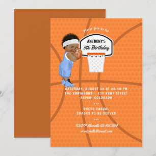 Invitation Fête d'anniversaire de basketball pour garçon