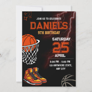Invitation Fête d'anniversaire de basketball Sports Garçons B