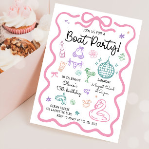 Invitation Fête d'anniversaire de bateau de plaisir d'été des