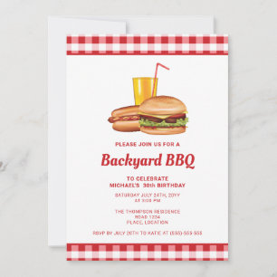 Invitation Fête d'anniversaire de BBQ de jardin Hamburger et 