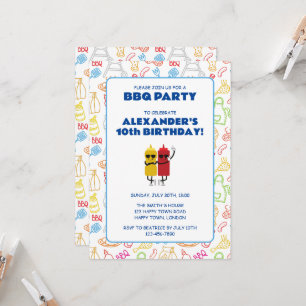INVITATION FÊTE D'ANNIVERSAIRE DE BBQ PERSONNALISABLE