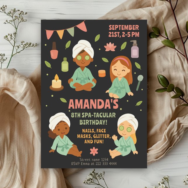 Invitation Fête d'anniversaire de beauté | Fun girls day (Créateur téléchargé)