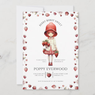 Invitation Fête d'Anniversaire de Berry Sweet Girl Whimsical