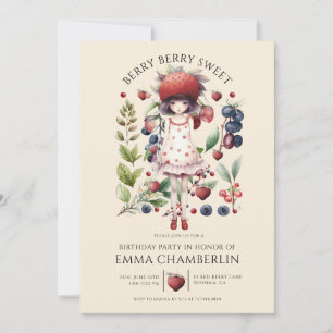 Invitation Fête d'Anniversaire de Berry Sweet Girl Whimsical