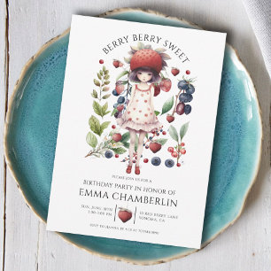 Invitation Fête d'Anniversaire de Berry Sweet Girl Whimsical