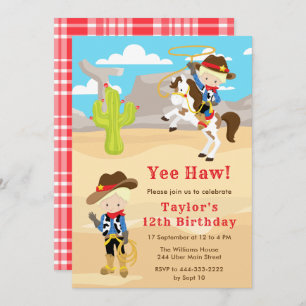 Invitation Fête d'anniversaire de Blonde Hair Cowboy