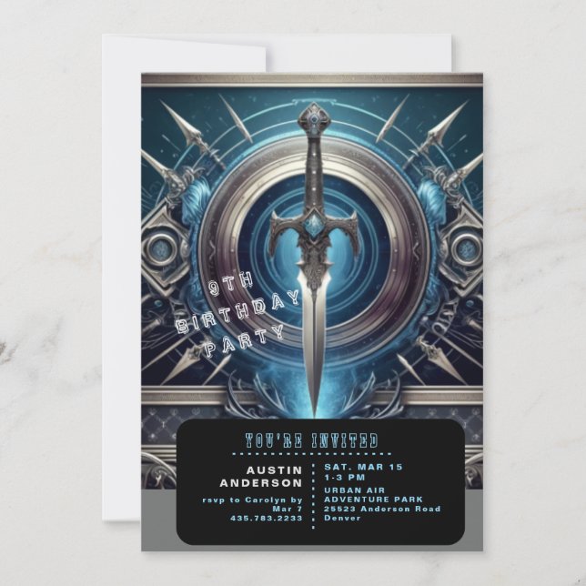 Invitation Fête d'anniversaire de Blue Sword Boy  (Devant)