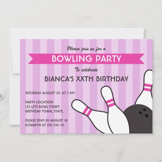 Invitation Fete D Anniversaire De Bowling Moderne Violet Et R Zazzle Fr