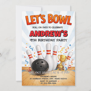 Invitation Fête d'anniversaire de bowling personnalisée