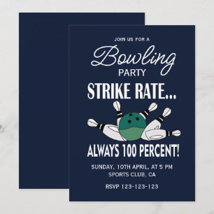 Invitation Fête d'anniversaire de bowling rétro vintage