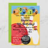 Invitation Fête d'anniversaire de Bowling sur mesure (Devant / Derrière)