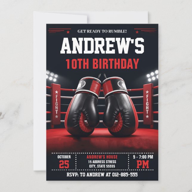 Invitation Fête d'anniversaire de boxeur personnel (Devant)