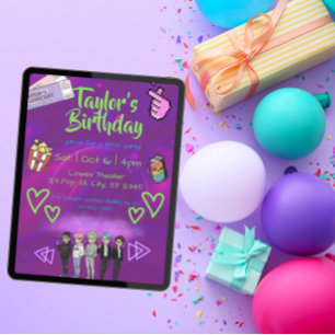 Invitation fête d'anniversaire de boys band KPOP