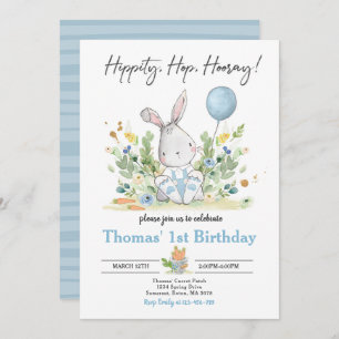 Invitation Fête d'anniversaire de Bunny Bleu Bunny Anniversai