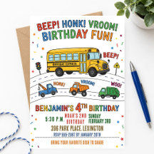 Fête d'anniversaire de bus aquarelle 2 ans Animaux
