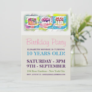 Invitation Fête d'anniversaire de Cake Art