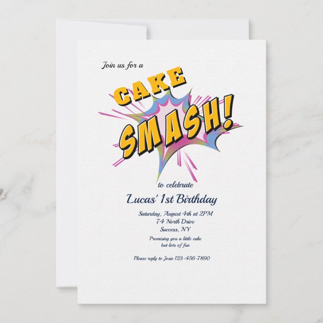 Invitation Fête d'anniversaire de Cake Smash (Devant)