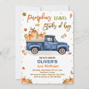Invitation Fête d'anniversaire de camion de citrouille d'auto