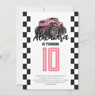 Invitation Fête d'anniversaire de camion monstre pour filles