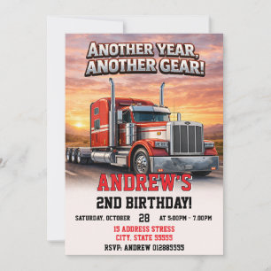 Invitation Fête d'anniversaire de camion semi-remorque person