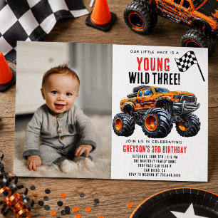 Invitation Fête d'anniversaire de camions monstres pour enfan