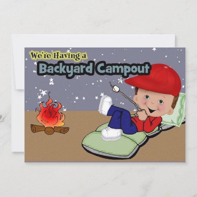 Invitation Fête d'anniversaire de camping (Devant)