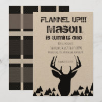 Fête d'anniversaire de cerf de plaid de flanelle