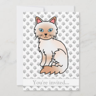 Invitation Fête d'anniversaire de chat Birman/Ragdoll pointe 