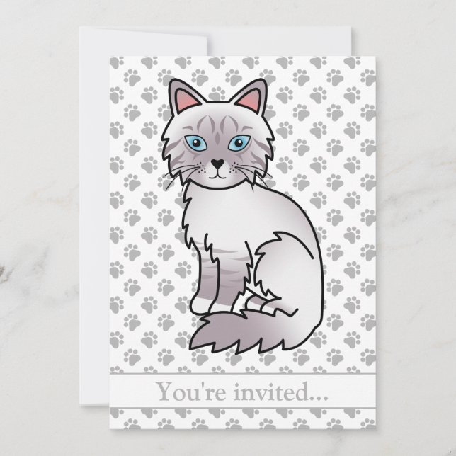 Invitation Fête d'anniversaire de chat Lilac Point Tabby Birm (Devant)