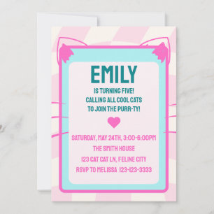Invitation Fête d'anniversaire de chat, Retro, Throwback