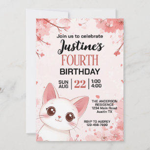 Invitation Fête d'anniversaire de chaton mignon