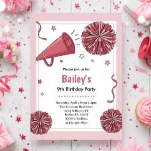 Invitation Fête d'anniversaire de cheerleaders pour enfants à