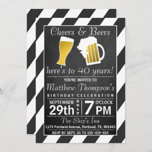 Invitation Fête d'anniversaire de Cheers & Beers Chalkboard