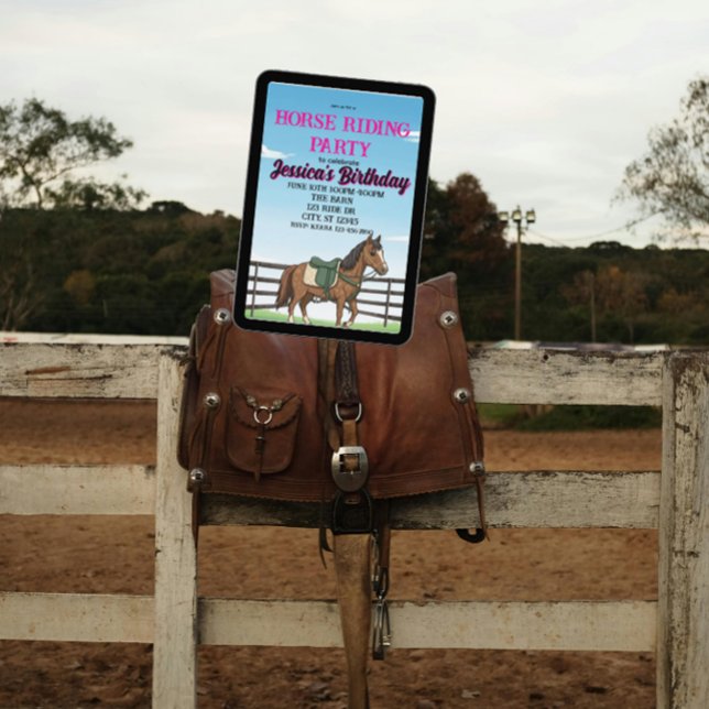 Invitation Fête d'anniversaire de cheval pour fille (Créateur téléchargé)