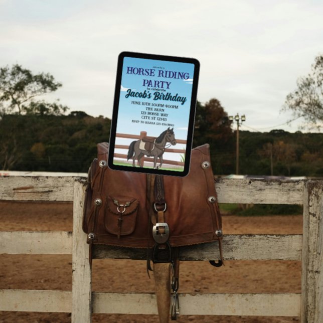 Invitation Fête d'anniversaire de cheval pour garçon (Créateur téléchargé)