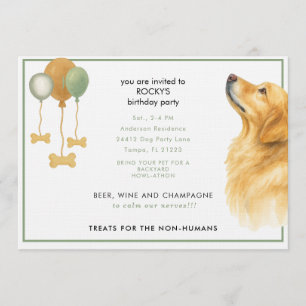 Invitation Fête d'anniversaire de chien à l'aquarelle