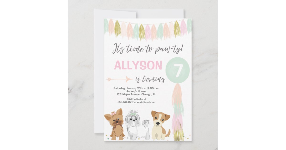 Invitation Fete D Anniversaire De Chien Chienne De Chiot Mig Zazzle Fr