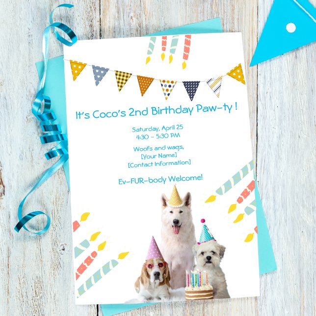 Invitation Fête d'anniversaire de chien pour garçon Puppy Inv (Créateur téléchargé)