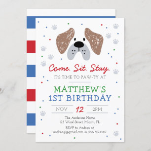 Invitation Fête d'anniversaire de Chien, Puppy Paw-ty Invitat